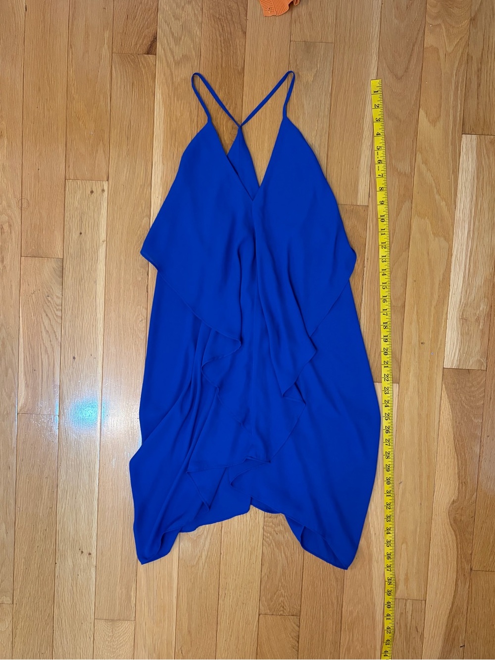 Olivaceous royal Blue Ruffle V-Neck dress